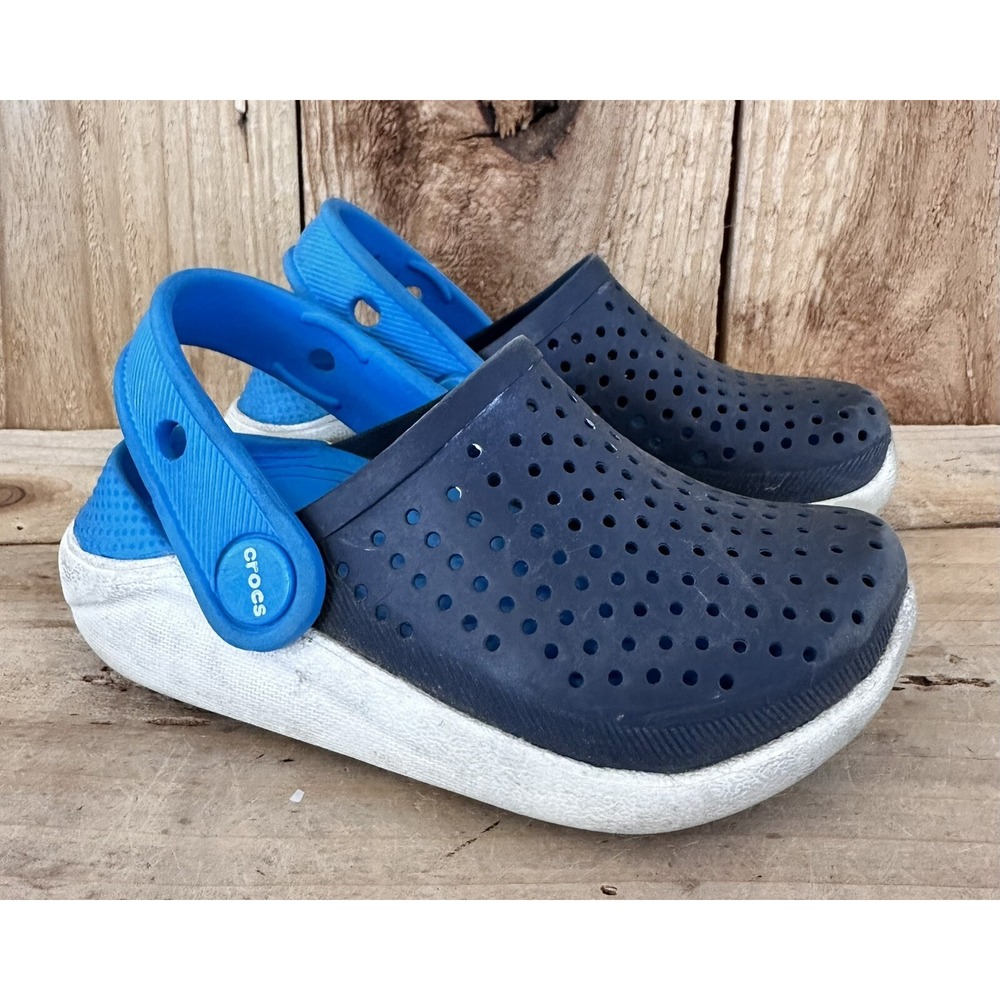 Crocs LiteRide Kid’s Clogs Sandals Size 8 Blue Lightweight Comfort Beach Outdoor